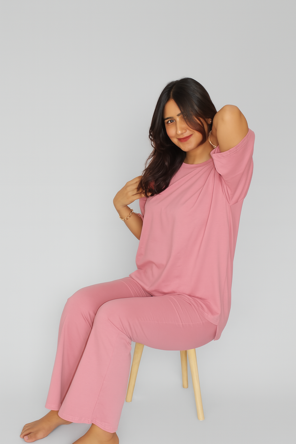 7MNST Cozy Chic Long Pant Set Make Me Blush