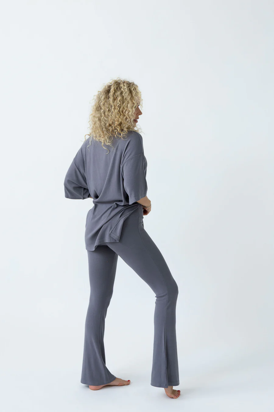 7MNST Cozy Chic Long Pant Set Slate