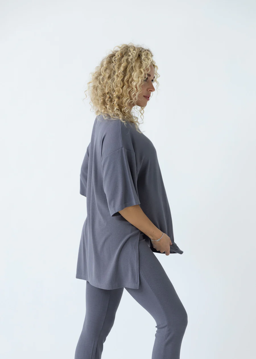 7MNST Cozy Chic Long Pant Set Slate