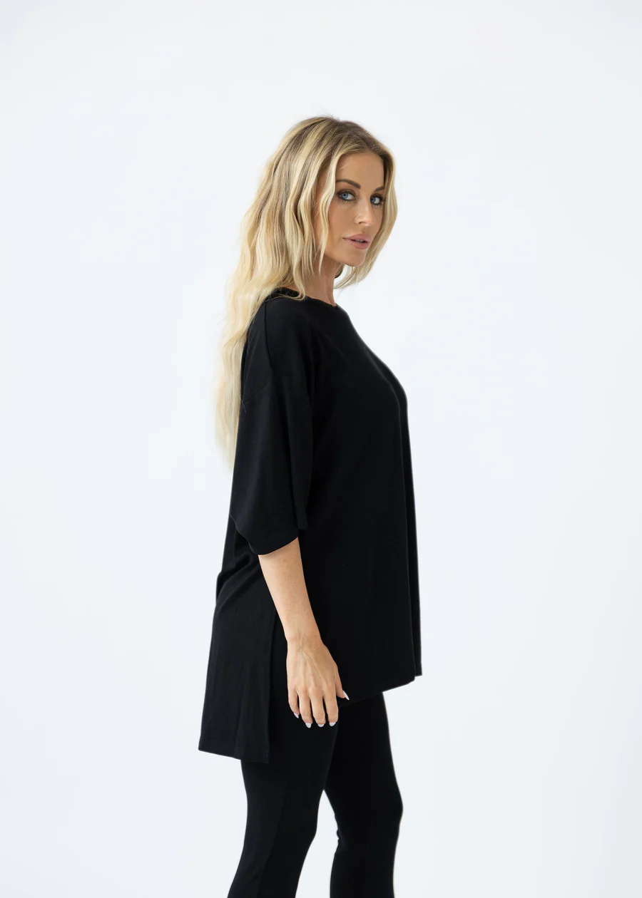 7MNST Cozy Chic Long Pant Set Black