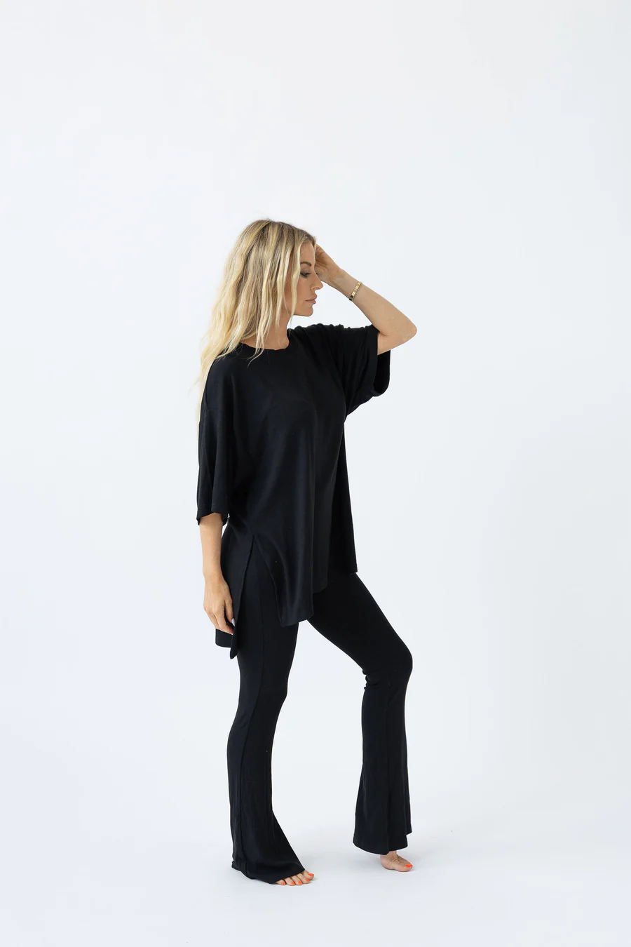 7MNST Cozy Chic Long Pant Set Black