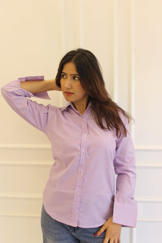 Darla Striped Shirt - Blueberry Cheesecake