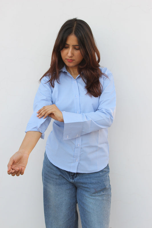 Darla Striped Shirt - Pearly Sky