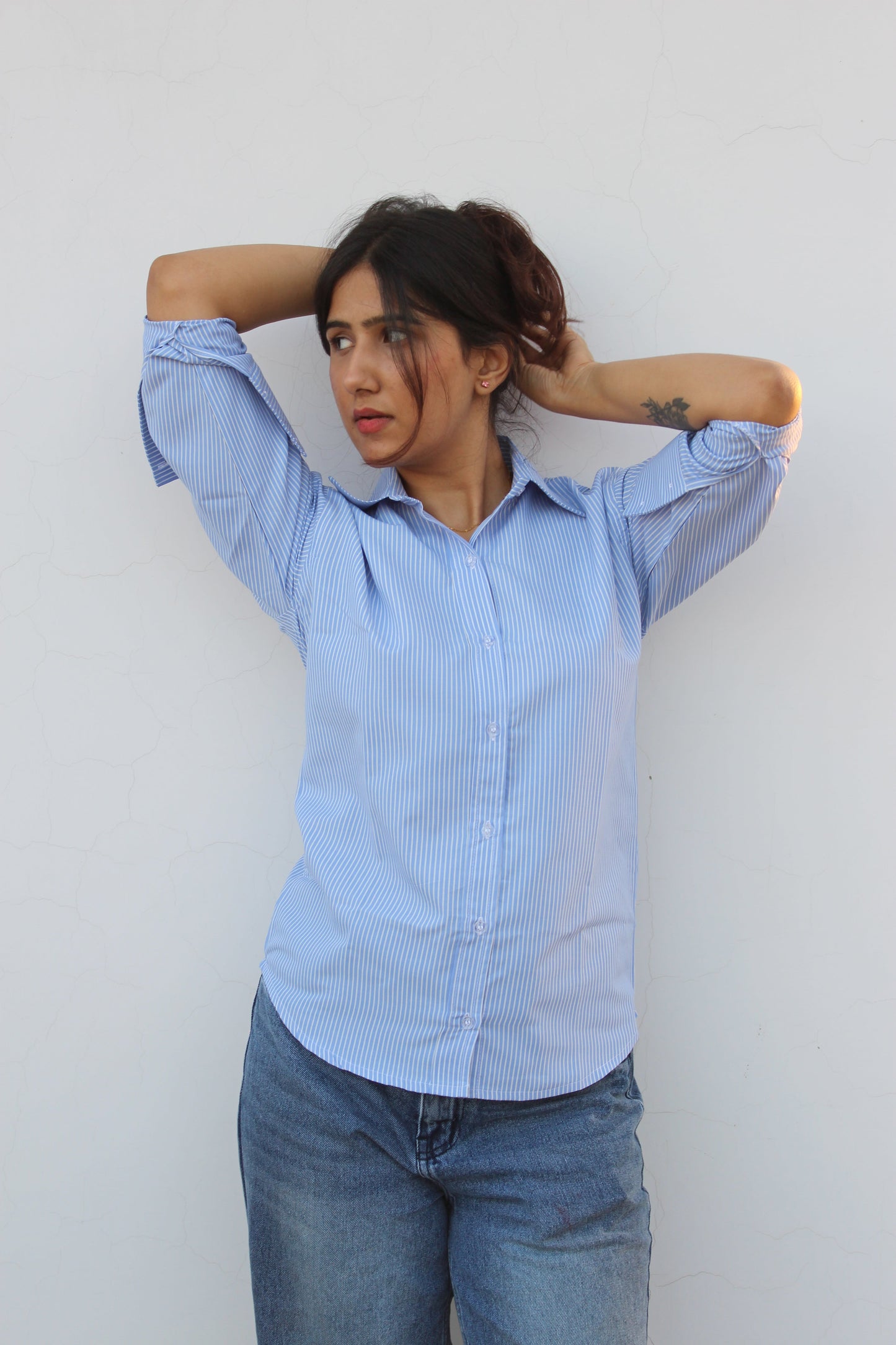 Darla Striped Shirt - Pearly Sky