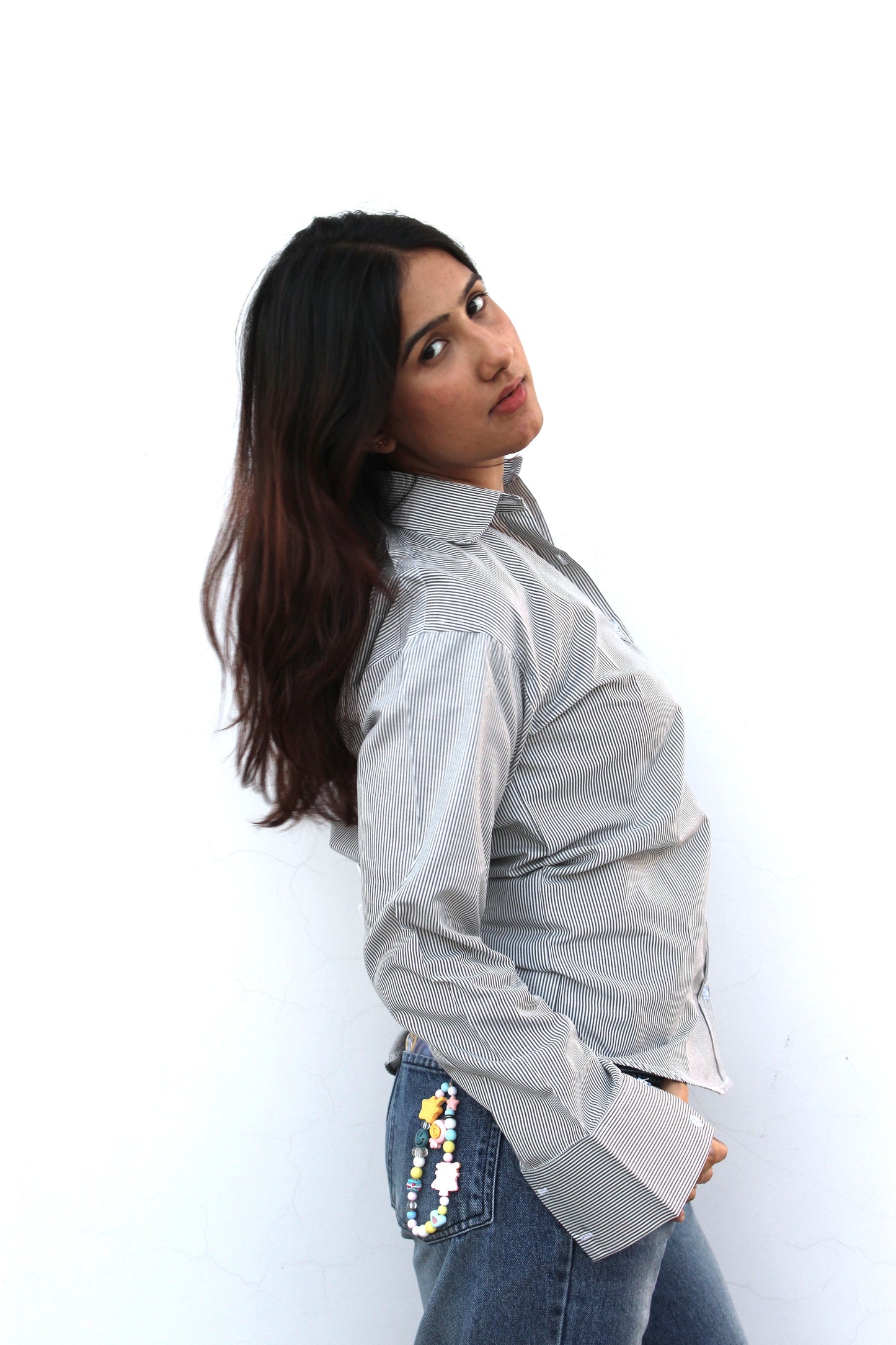 Darla Striped Shirt - Soft Smoke
