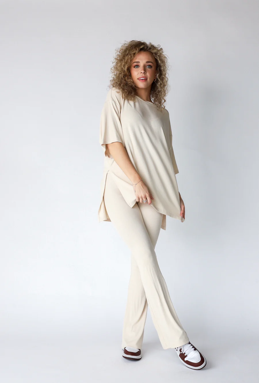 7MNST Cozy Chic Long Pant Set Oatmeal