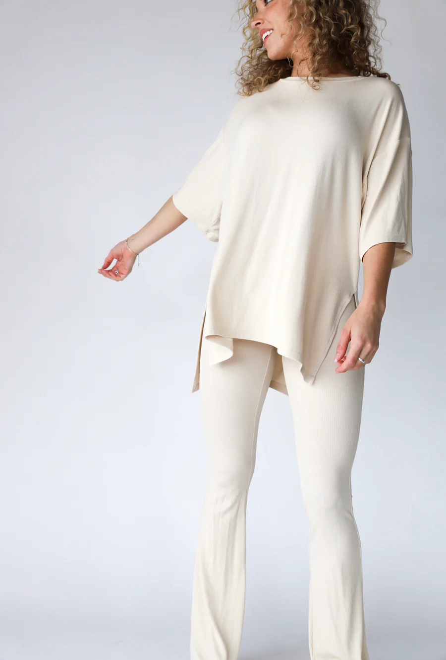 7MNST Cozy Chic Long Pant Set Oatmeal