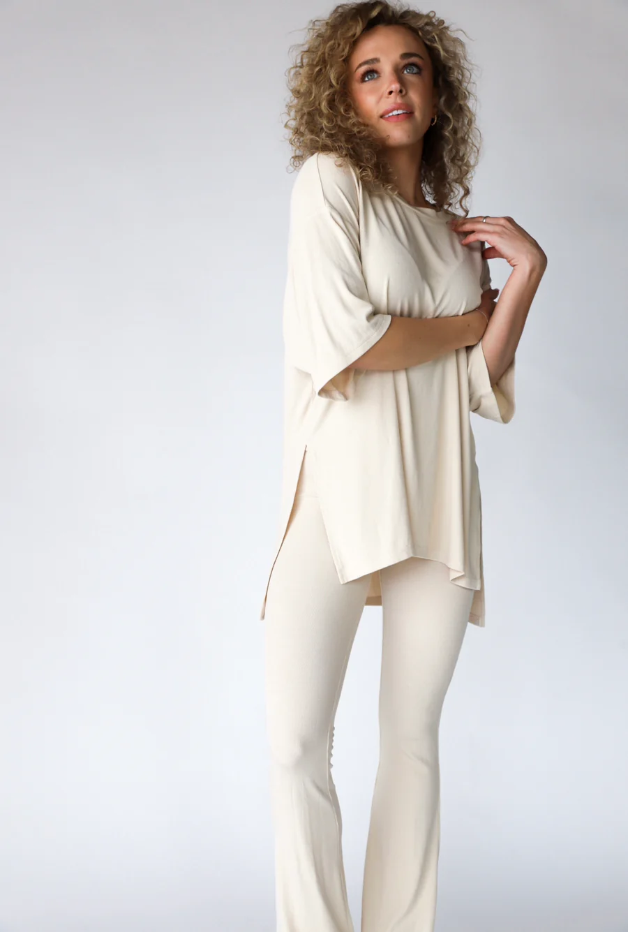 7MNST Cozy Chic Long Pant Set Oatmeal