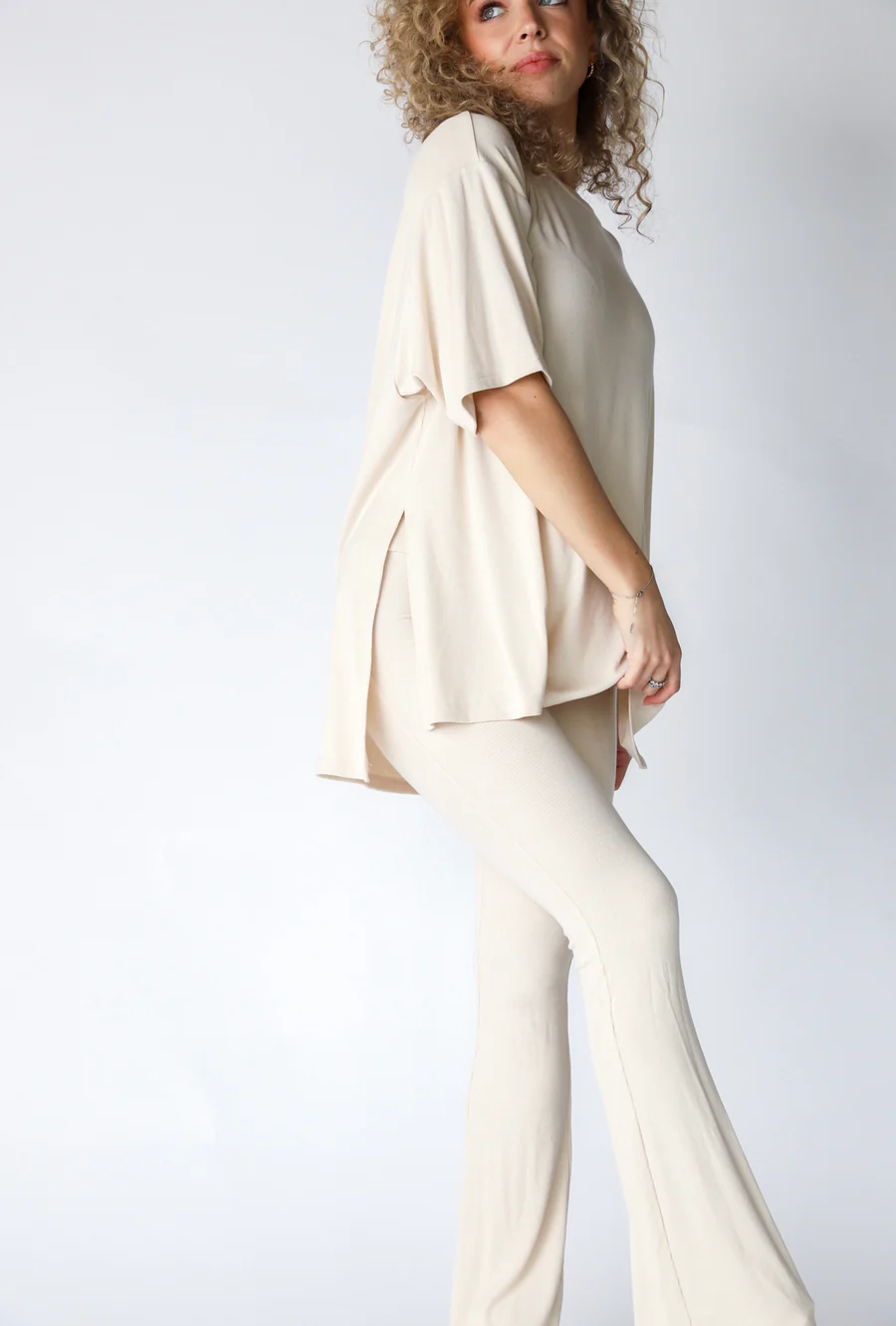 7MNST Cozy Chic Long Pant Set Oatmeal